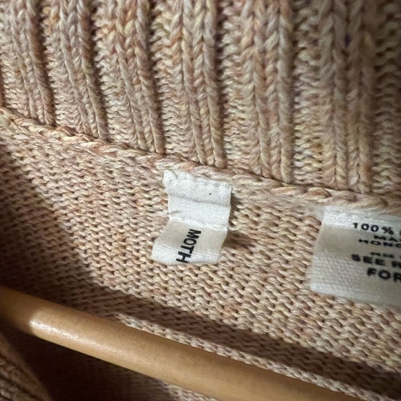 Anthropologie Moth Camel Collared Polo Sweater Large 100% Cotton - Picture 3 of 6